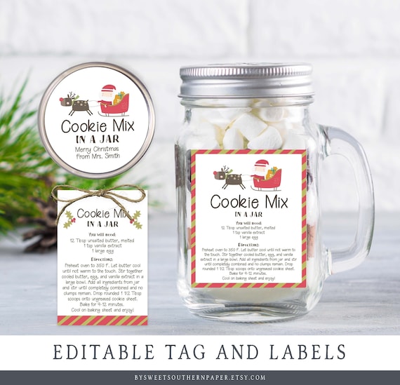 Editable Holiday Cookie in a Jar Instructions Label Christmas - Etsy