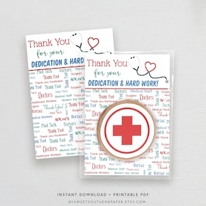 Nurse Appreciation Card | Printable Healthcare Worker Cookie Card, Nurse Thank You Cookie Packaging, Medical Professional Cookie #120CP