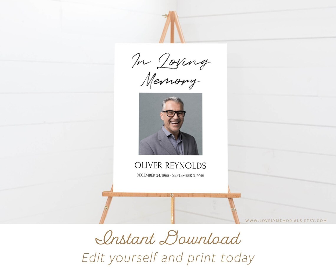 Printable Funeral Sign Template | Minimalist Memorial Service Sign ...