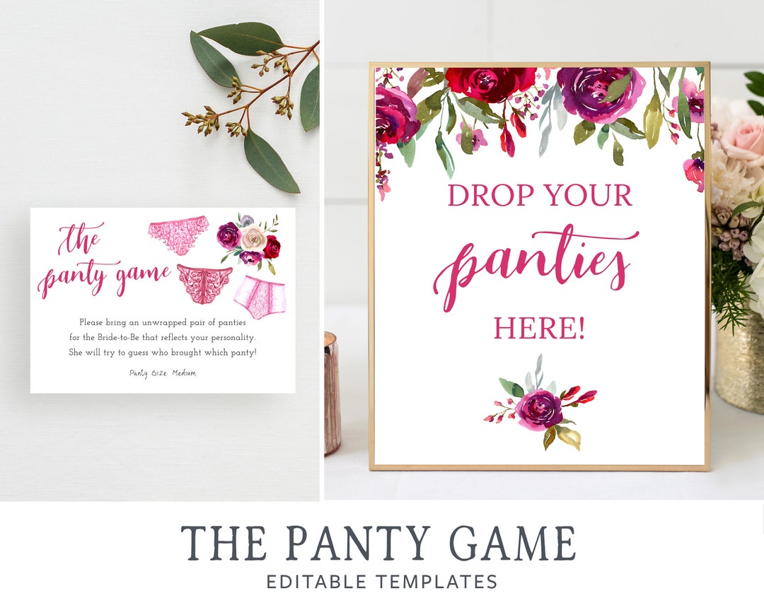 Panty Game Sign and Insert Card for Bridal Shower Drop Your Panties ...