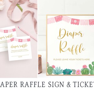 Let&#39;s Fiesta Diaper Raffle Sign and Tickets EDITABLE TEMPLATE, Fall Girl Diaper Raffle Printable, Diaper Request,  Diaper Raffle, #003BS
