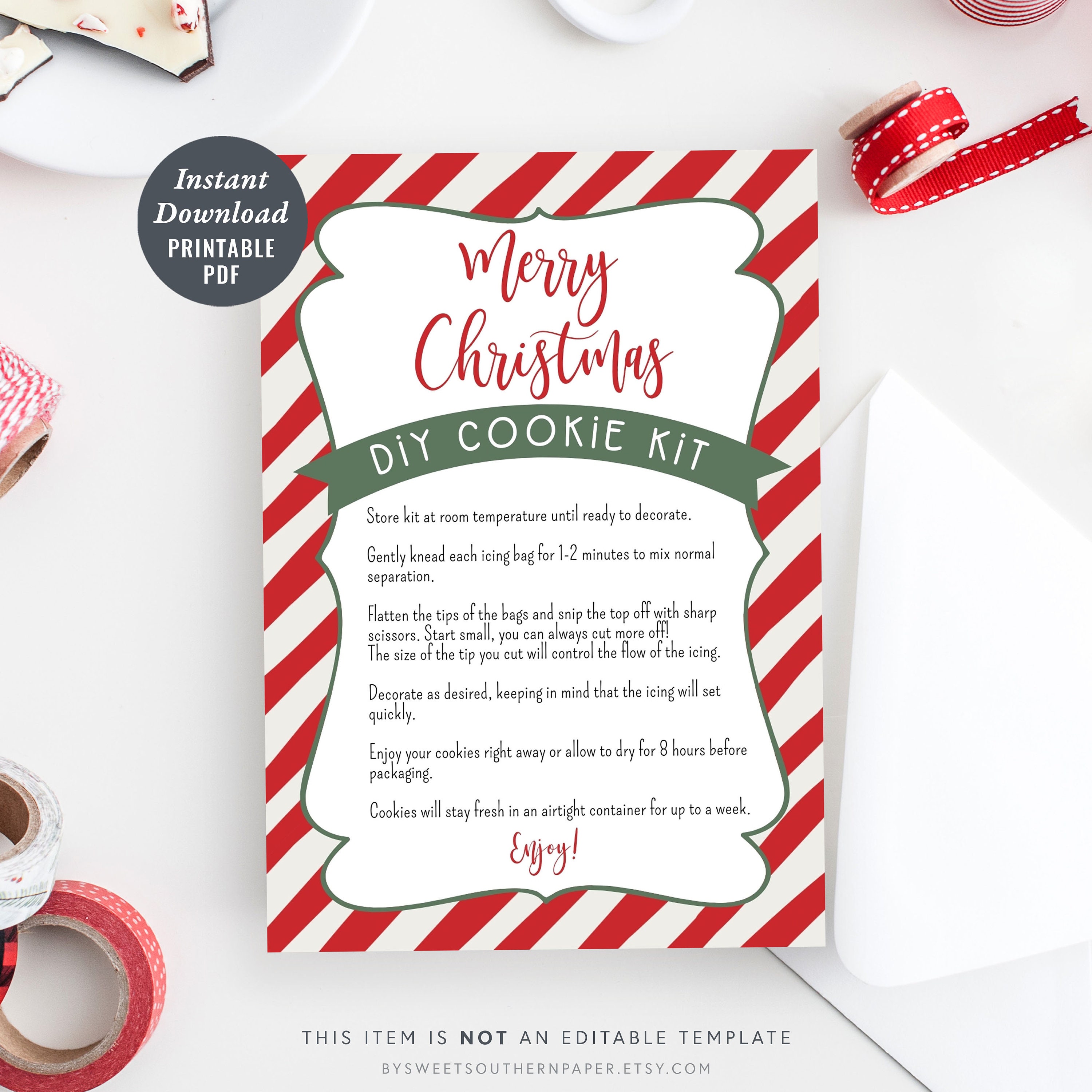 Printable Christmas DIY Cookie Kit Instructions Candy Cane Etsy Canada