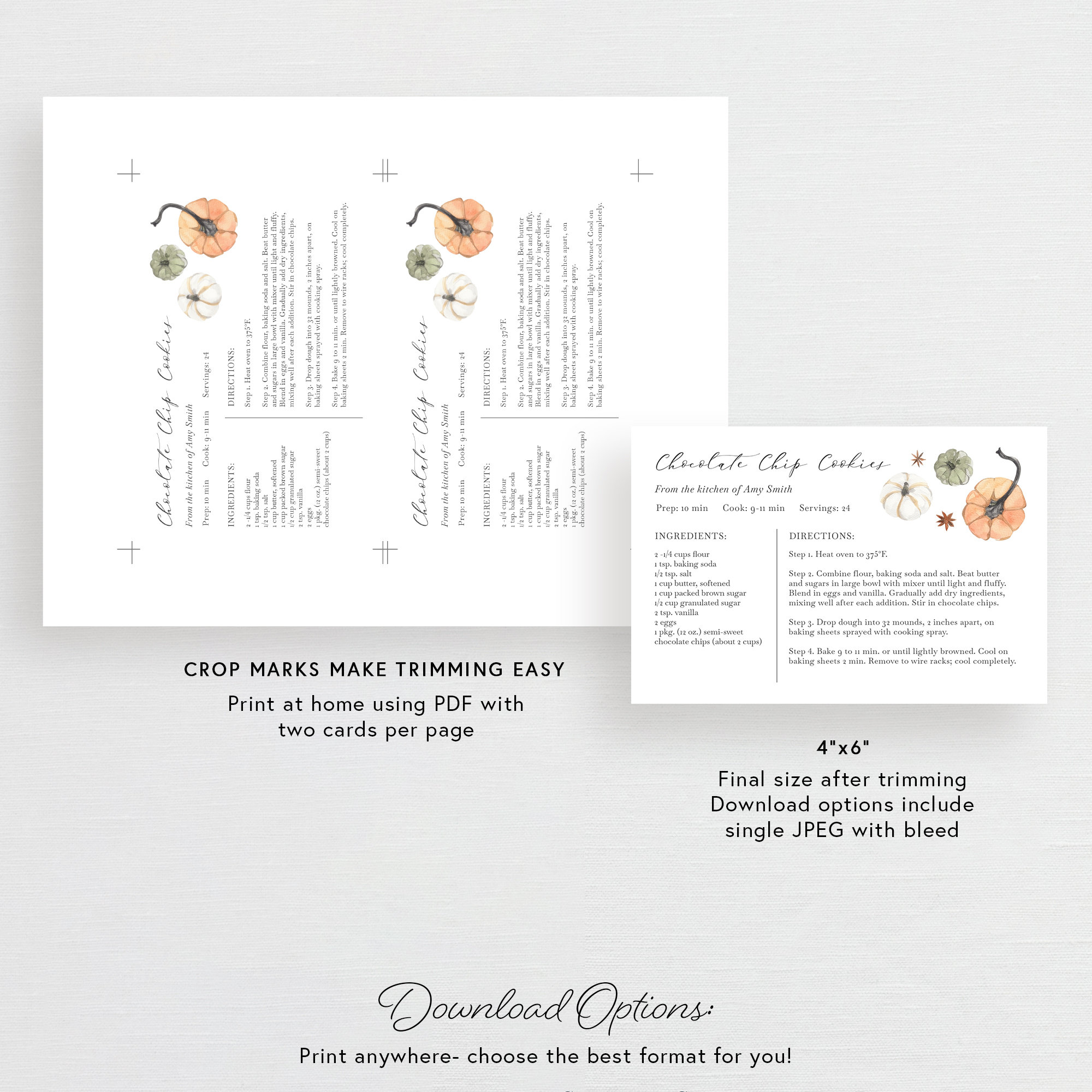 Editable Thanksgiving Recipe Card, Fall Recipe, Pumpkin Exchange ...
