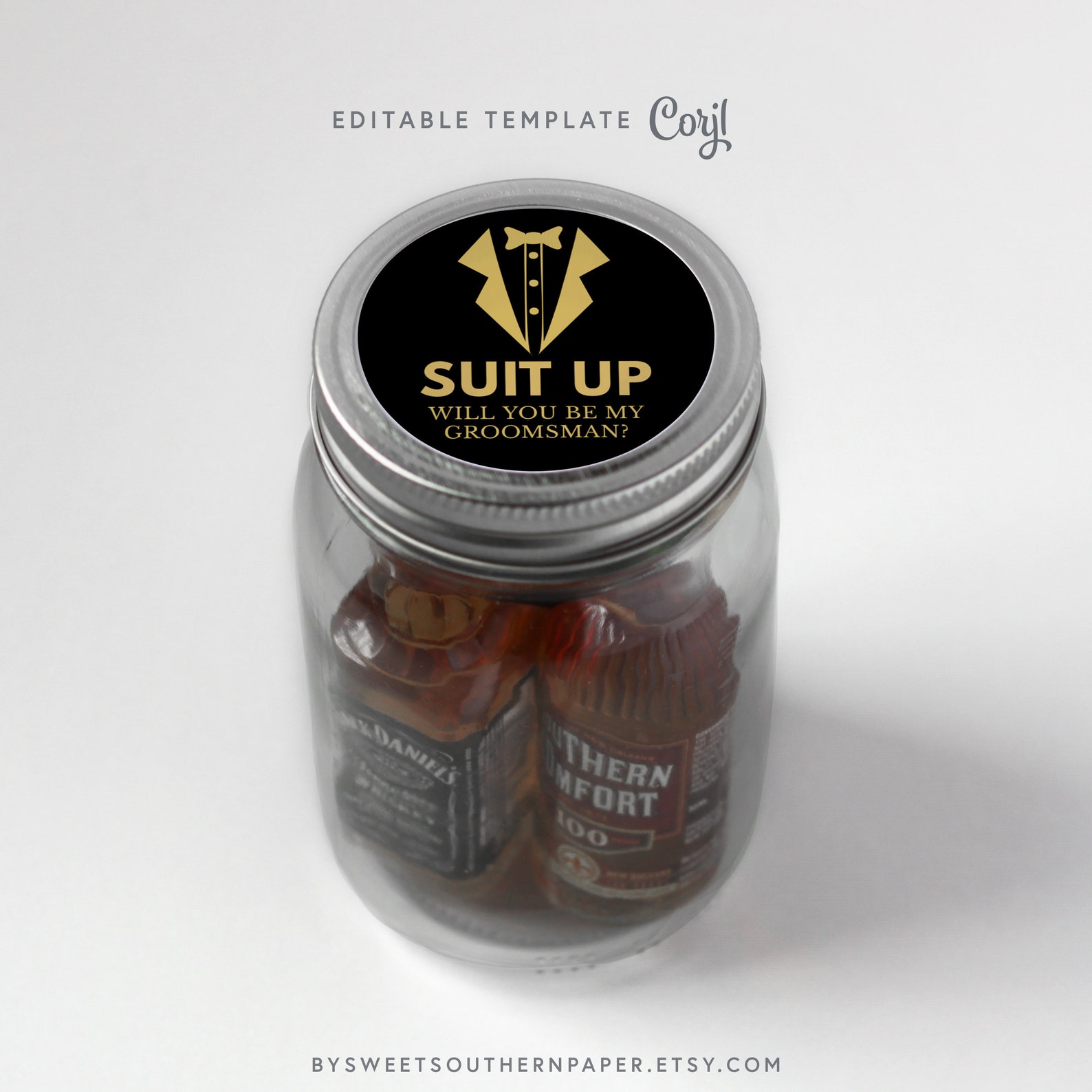 Editable Bar In A Jar Label Printable Groomsman Gift Etsy