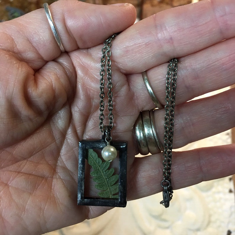 Nature Jewelry Fern Pendant Botanical Jewelry Pressed Flower Jewelry Custom Pressed Flower Necklace
