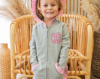 Girls Monogram Jacket, Baby Toddler Girl Jacket, Personalized Jacket Pullover, Personalized Zip Up, Monogrammed Zip Up Pullover Sweatwshirt