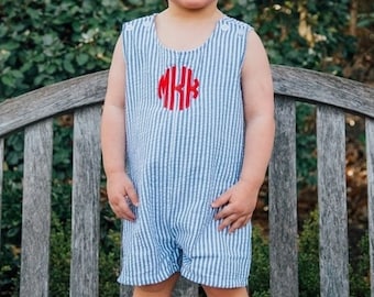 Boys Baby Toddler Jon Jon, JonJon, Boys Shortall, Boys Smocked Outfit, Smocked Boys Romper, Shortall Outfit, Monogrammed Shortall