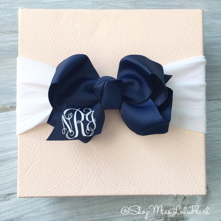 Monogram Bow Headband, More Colors, Baby Bow, Soft Bay Bow Headband, …