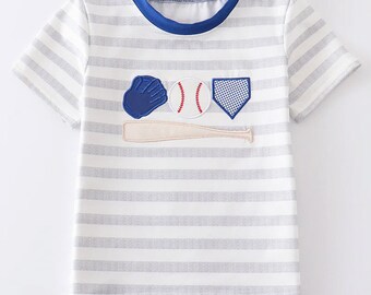 Boys Youth Toddler Base'll Tball Top, Baseball Applique Embroidery Shirt, Little Ball Fan, Baseball Shirt