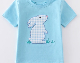 Boys Easter Bunny Shirt, Smocked Applique Easter Top, Spring Easter Outfit, Baby Toddler Youth Boy Easter