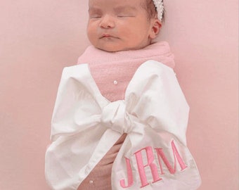 Newborn Swaddle Bow, Newborn Photo Prop, Swaddle Sash Bow, Baby Name Announcement