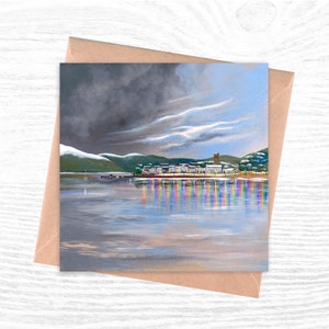 Inveraray Shore Front, Argyll Scotland greeting cards from oil painting of local area, 6 inch square high quality greeting cards
