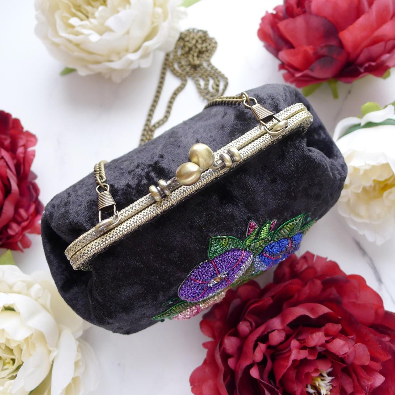 Hand Embroidered Bag with Flowers Cross Body Bag Beaded Etsy