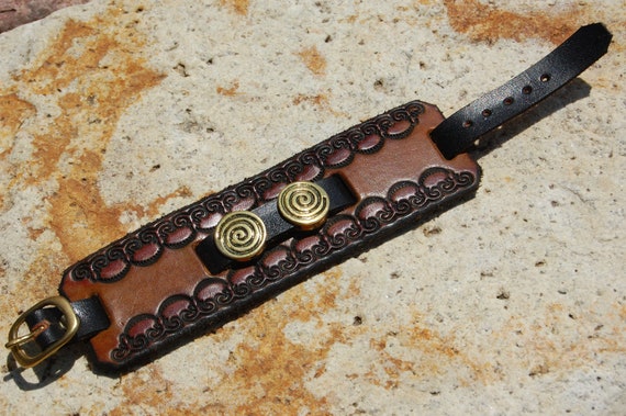 Leather Watchband/Wristband (M) Strap & Cuff Vint… - image 1