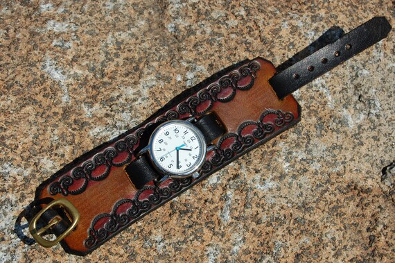Leather Watchband/Wristband (M) Strap & Cuff Vint… - image 2