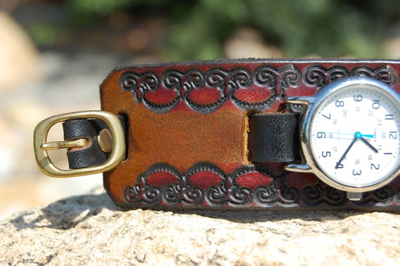 Leather Watchband/Wristband (M) Strap & Cuff Vint… - image 5