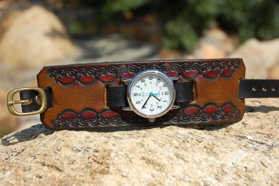 Leather Watchband/Wristband (M) Strap & Cuff Vint… - image 4