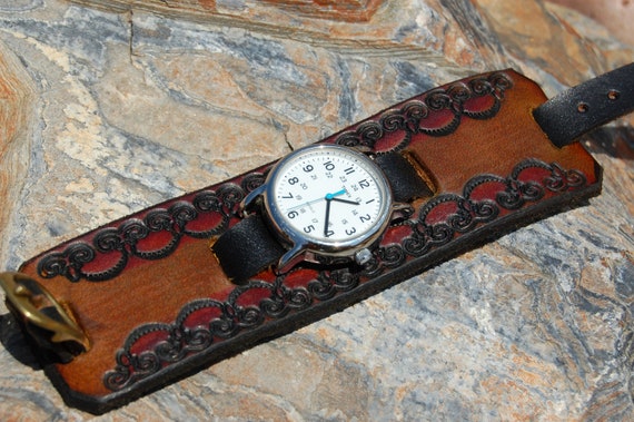 Leather Watchband/Wristband (M) Strap & Cuff Vint… - image 8