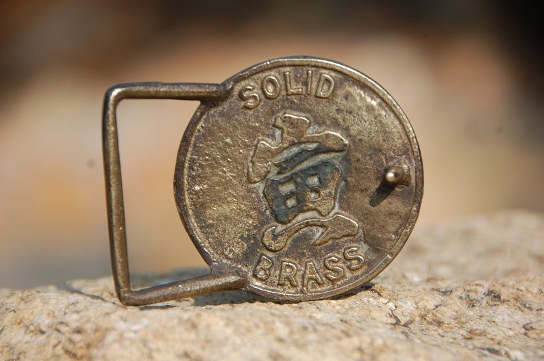 Tiger Head Belt Buckle Vintage 1970/'s Solid Brass Round Hippie Boho Retro