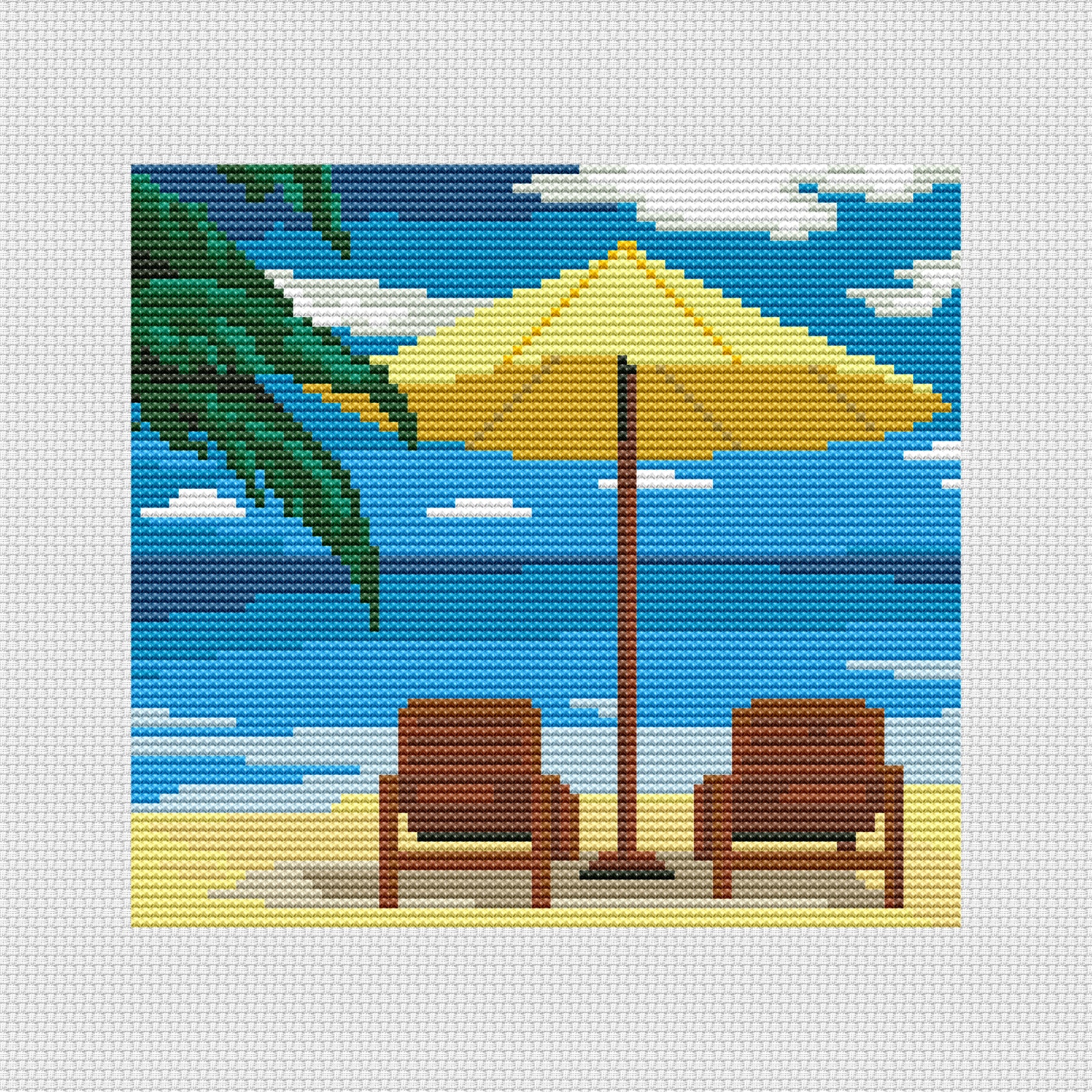 Cross Stitch Pattern Beach Modern Cross Stitch Counted Cross Etsy