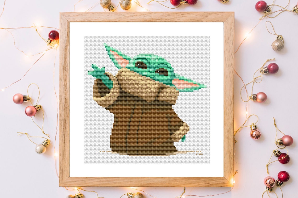 Baby yoda cross stitch pattern baby yoda cross stitch chart Etsy