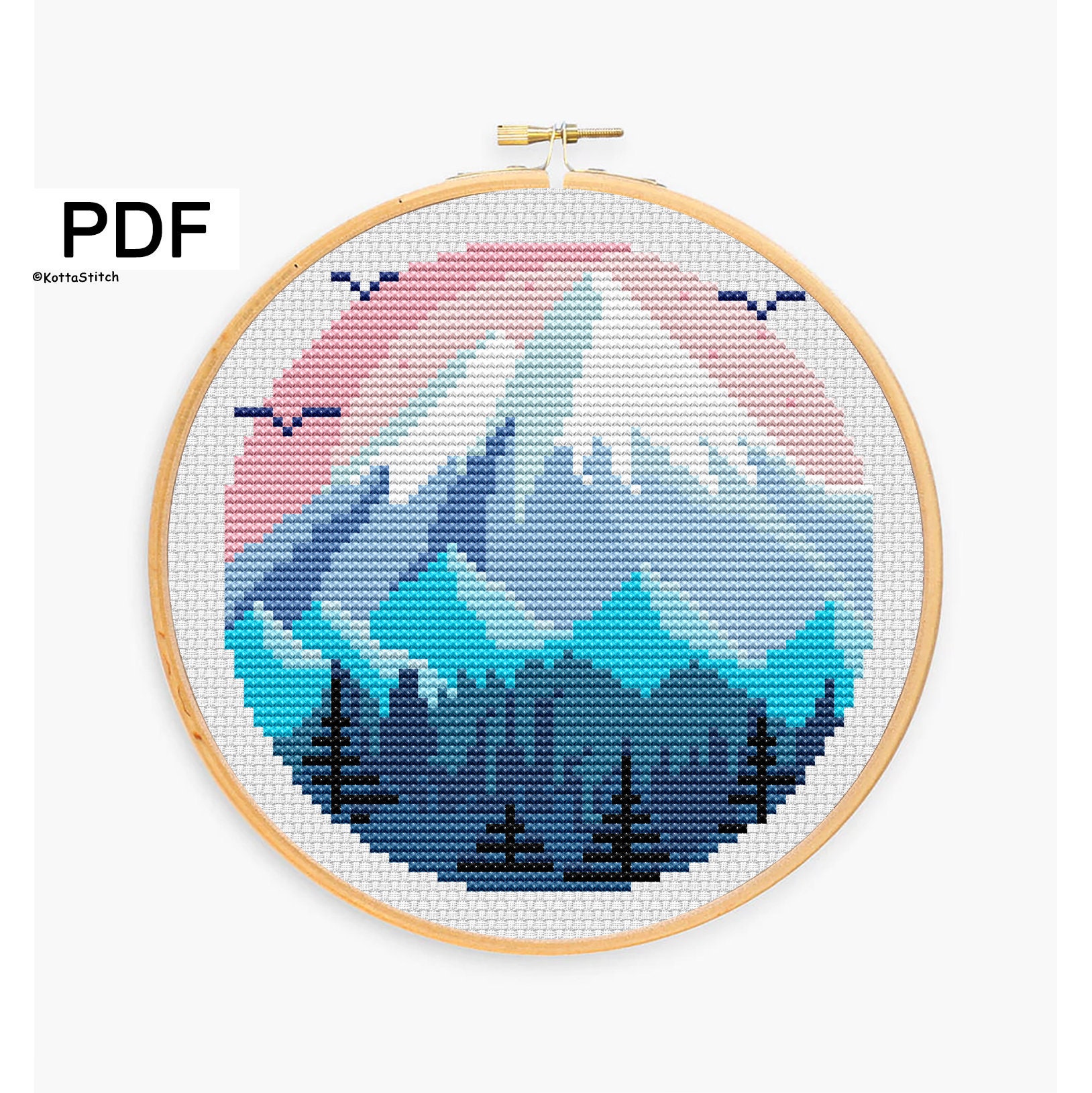 Cross stitch pattern mountains modern cross stitch counted | Etsy