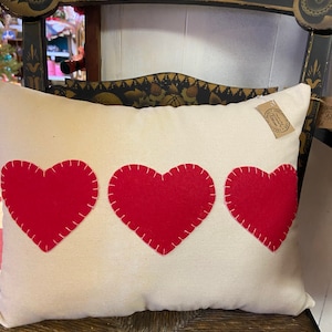 Valentine’s Red Heart Trio Decorative Pillow