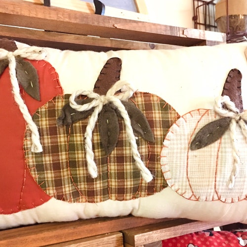 Adorable Plaid Pumpkin Trio Lumbar Pillow Etsy
