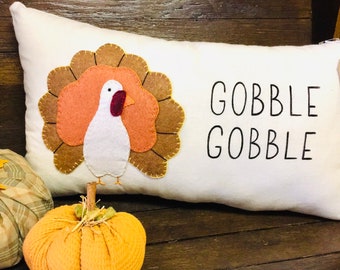 Gobble Gobble Turkey Lumbar Pillow