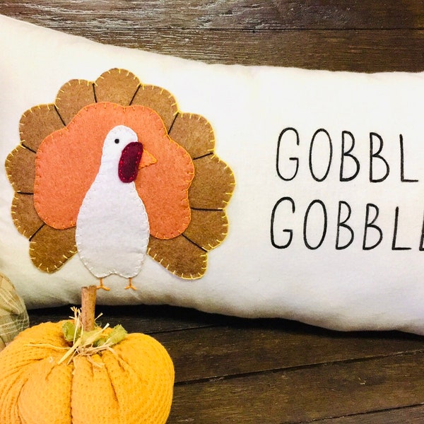 Gobble Gobble Turkey Lumbar Pillow