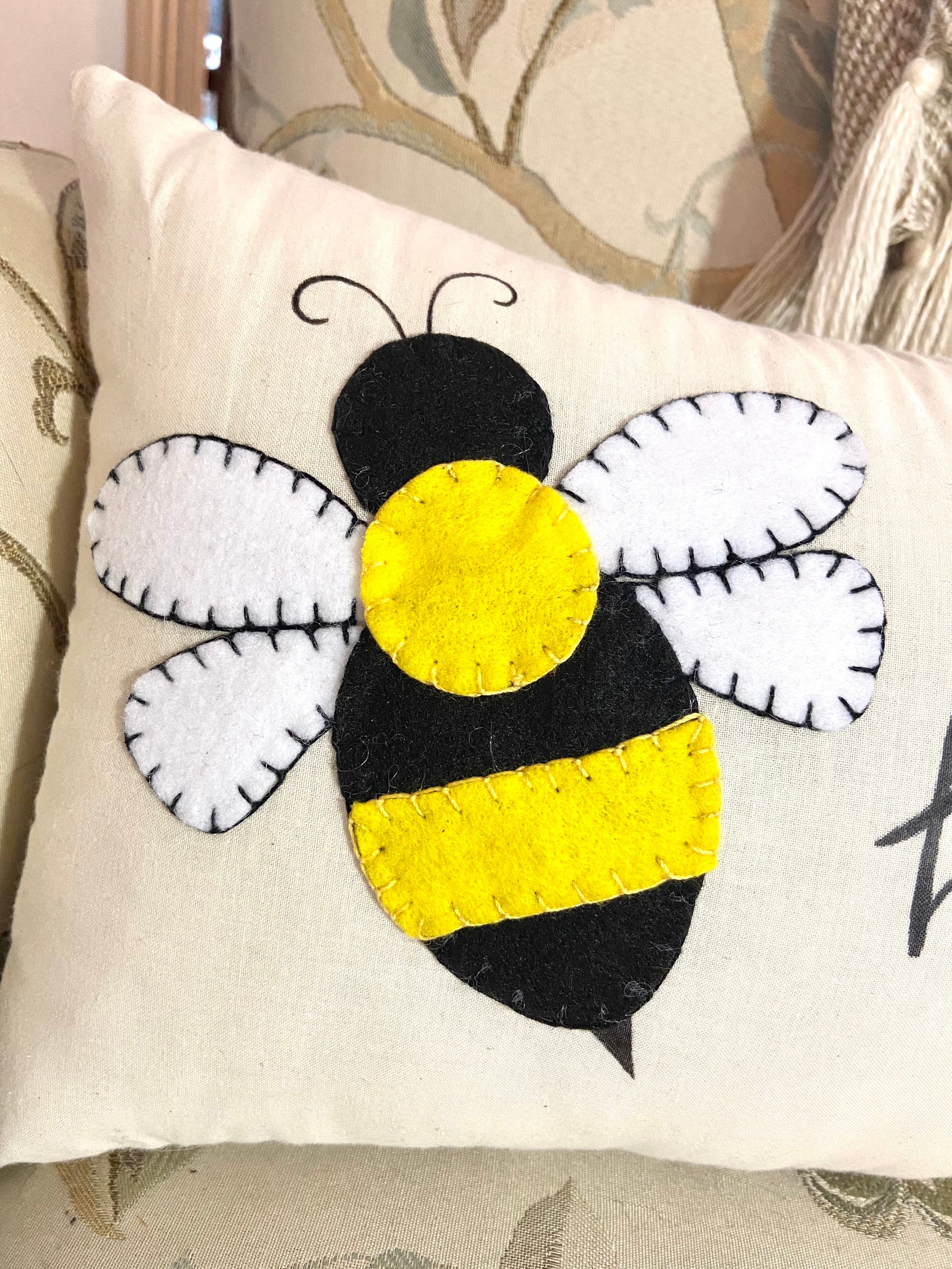 Bee Happy Handmade Decorative Pillow Etsy