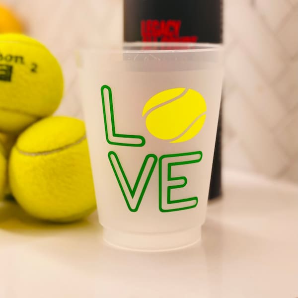 Tennis LOVE // 10 16oz shatterproof plastic cups