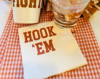 Hook &#39;Em Longhorns Napkins - Burnt Orange & White (Pack of 50)