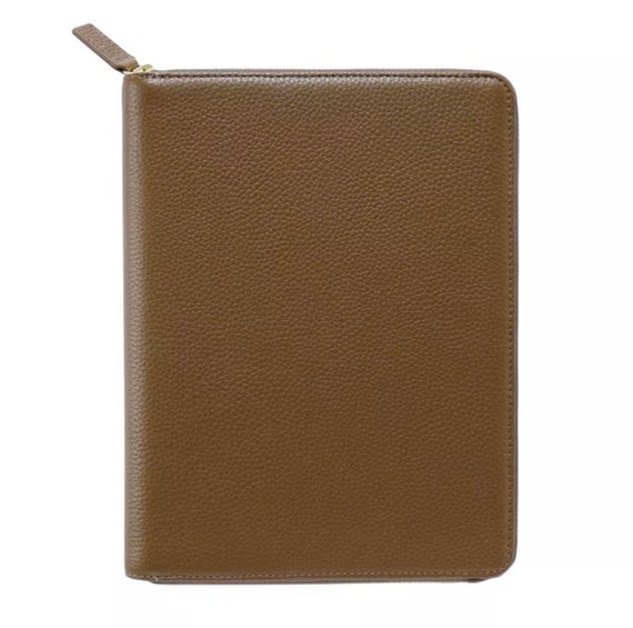 Moterm Genuine Pebbled Grain Leather A6 Zip Cover with Back Pocket