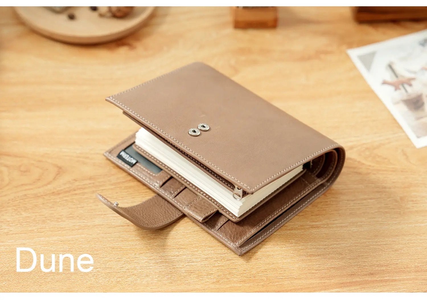 Moterm A7 Pocket Versa 3.0 Rings Full Grain Vegetable Tan Leather Pocket  Size With 19MM Rings dune 