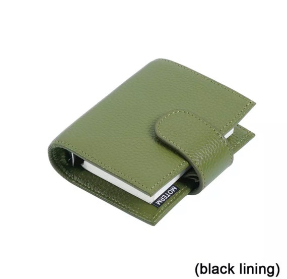  Moterm Leather Cover for Half Letter/Junior Discbound Planner,  with Back Pocket (Pebbled-Black) : Office Products