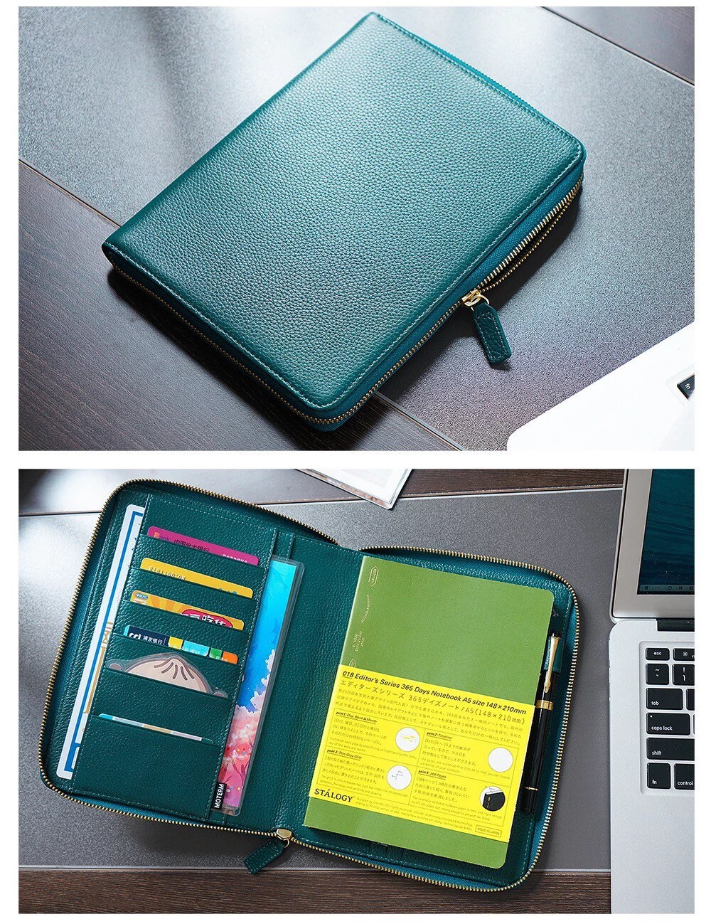 Moterm Genuine Pebbled Grain Leather A5 Zip Cover With Back Etsy