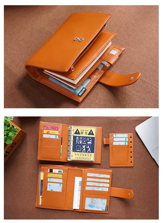 A7 Pocket Versa 3.0 Orange Moterm Litchi Pebbled Leather6 Ring Binderpocket  Rings Plannera7 Notebookmini Agendajournaldiary Journal 