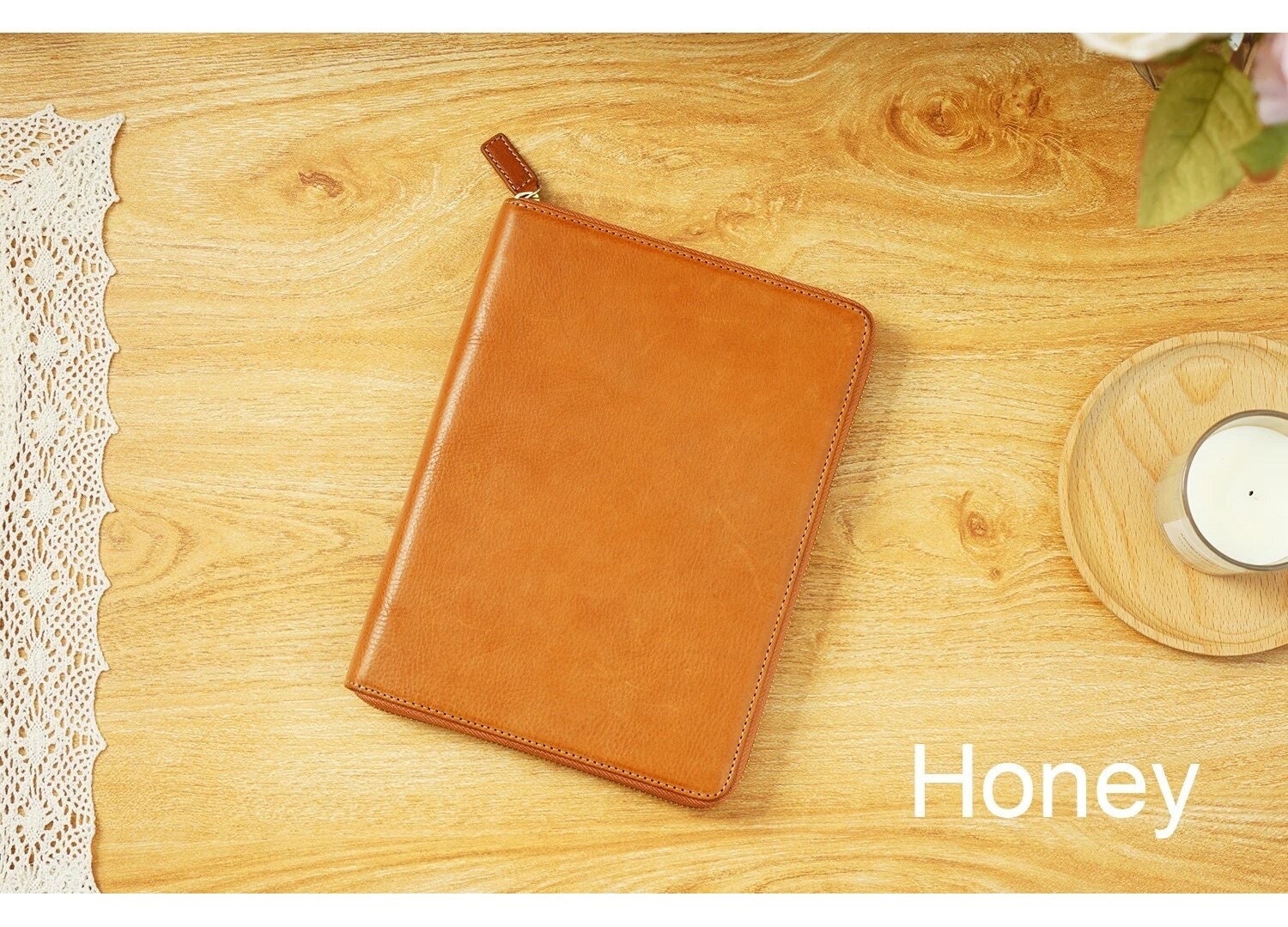 Moterm Zip Planner Cover - A5 (Vegetable Tanned Leather)