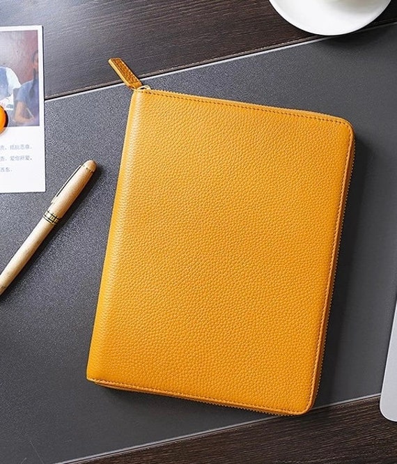 Moterm Genuine Pebbled Grain Leather A6 Zip Cover With Back Pocket Cowhide  Planner Zipper Organizer Agenda Journal Diary 