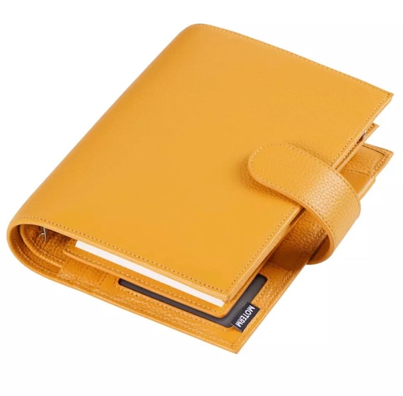 Moterm A6 3.0 Versa Yellow Real Genuine Pebbled Leatherjournal  Plannernotebook Binder 6 Rings Diary Agenda Journal Cover 