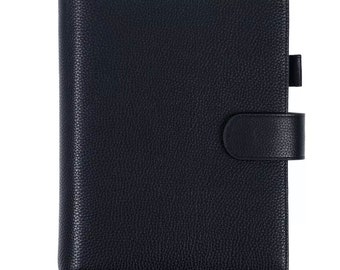  Moterm Leather Cover for Half Letter/Junior Discbound Planner,  with Back Pocket (Pebbled-Black) : Office Products