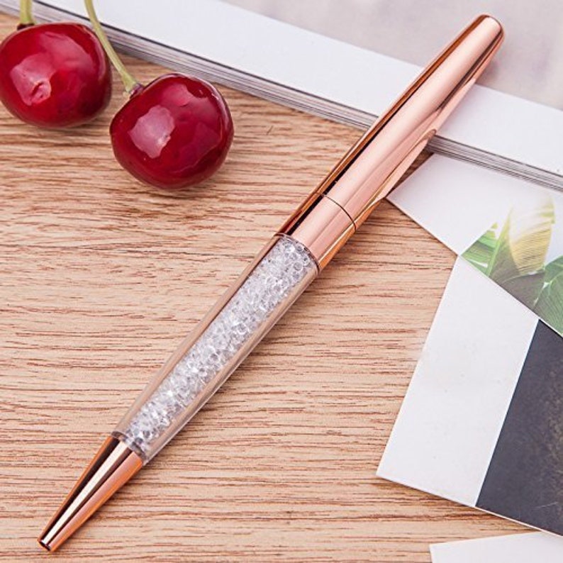 Rose Gold Pen Bling Diamond Pens Fine Black Ink Pen Etsy