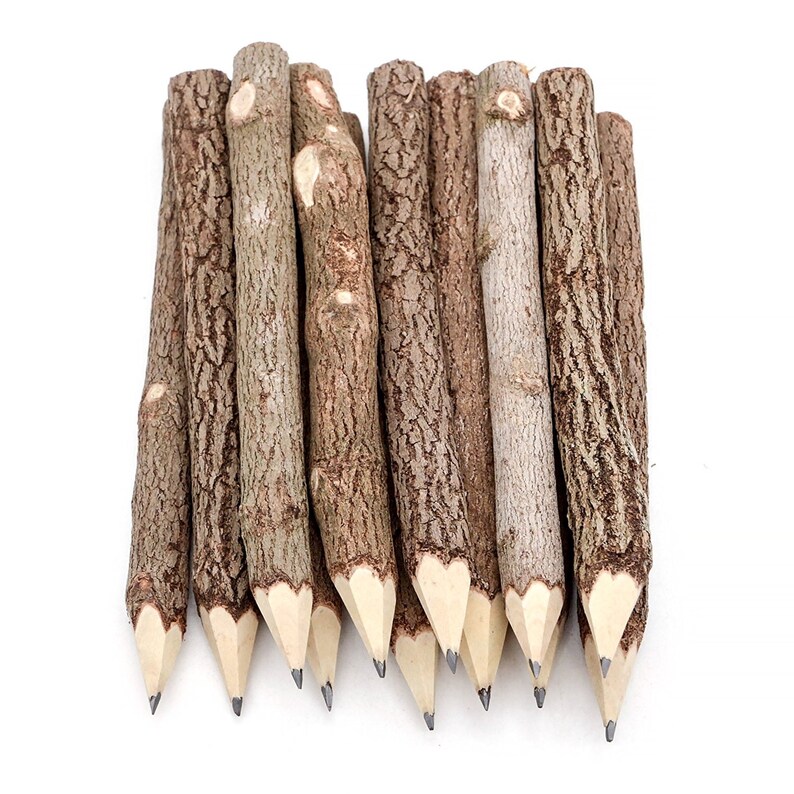 Wooden Tree Rustic Twig Pencils Unique Birch of 12 Camping Etsy