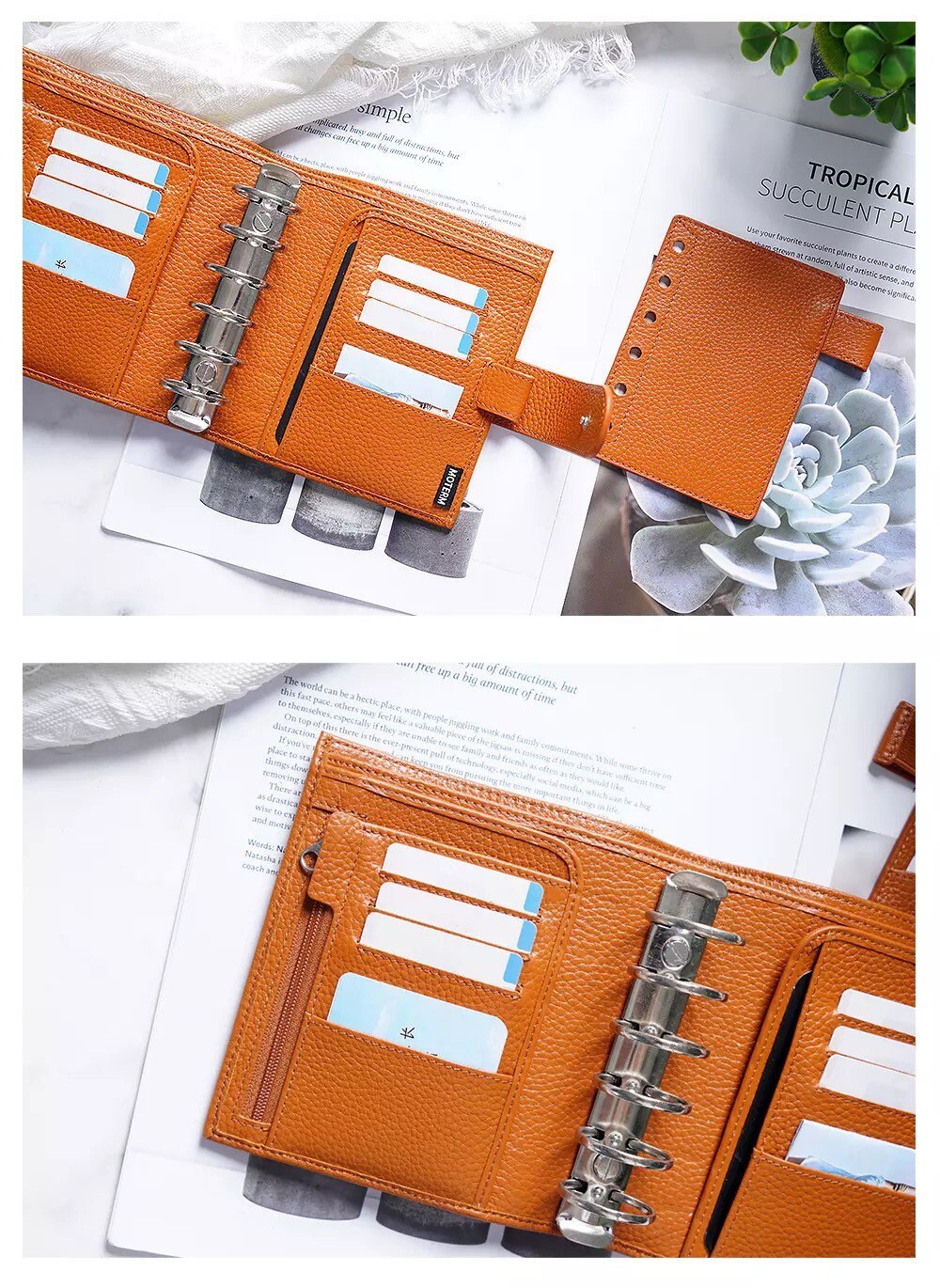 A7 2.0 Yellow Luxe Moterm Litchi Pebbled Leather6 Ring Binderpocket Rings  Plannera7 Notebookmini Agendadiary Journal 
