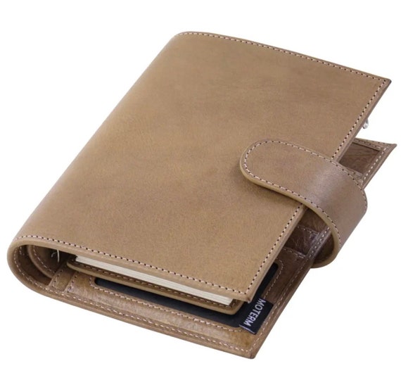 Moterm A7 Pocket Versa 3.0 Rings Full Grain Vegetable Tan Leather Pocket  Size With 19MM Rings dune 