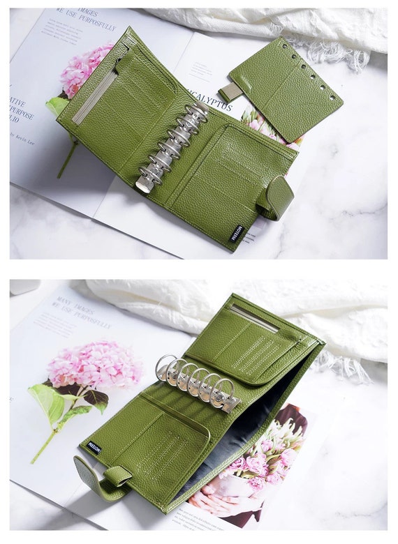 NEW A7 2.0 Green Luxe Moterm Litchi Pebbled Leather6 Ring Binderpocket  Rings Plannera7 Notebookmini Agendadiary Journal 