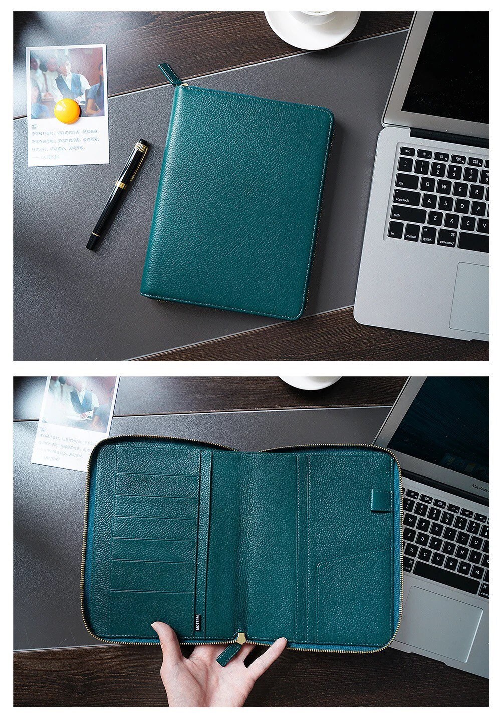 Moterm Genuine Pebbled Grain Leather A5 Zip Cover With Back Etsy