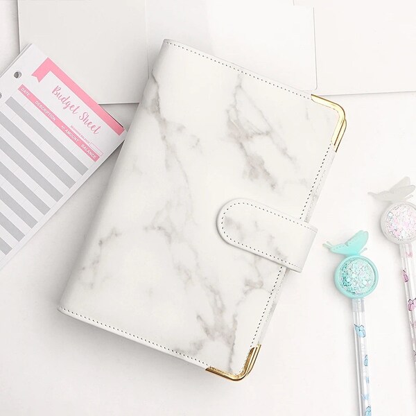A5/Personal size Pu Marble swirl Leather Binder Planner with RINGS| A5/A6  Agenda|Diary| Journal cover|Notebook|6 ring| Office supplies