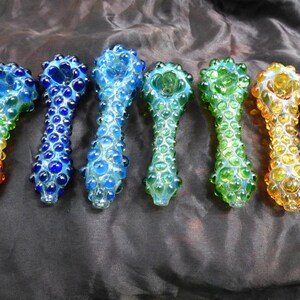 Knobbly Glass Pipe: Silver Fume Design, Pick Your Color